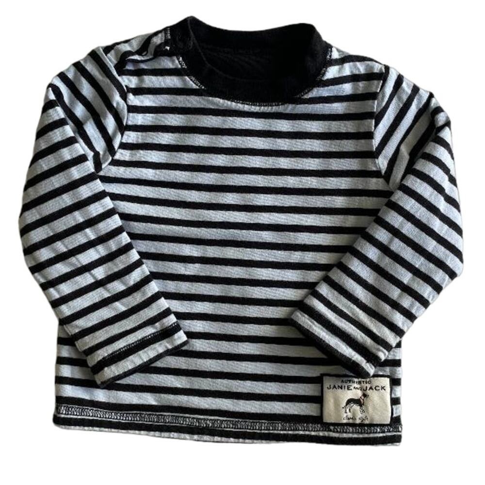 Janie and Jack Striped Dog Applique Long Sleeve Reversible Shirt Boys 6-12Months - Picture 6 of 7